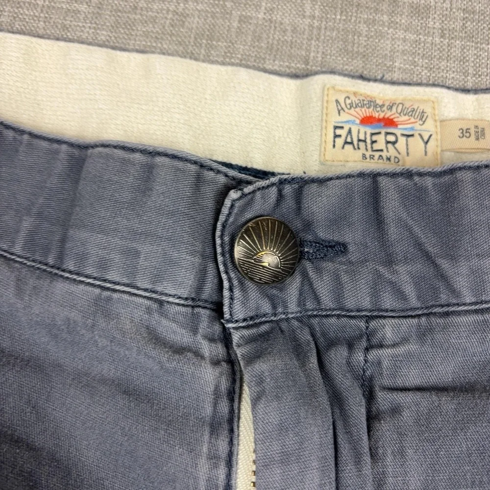 Faherty Shorts Mens 35 Blue Organic Cotton Stretch Chino 10 Inseam Casual